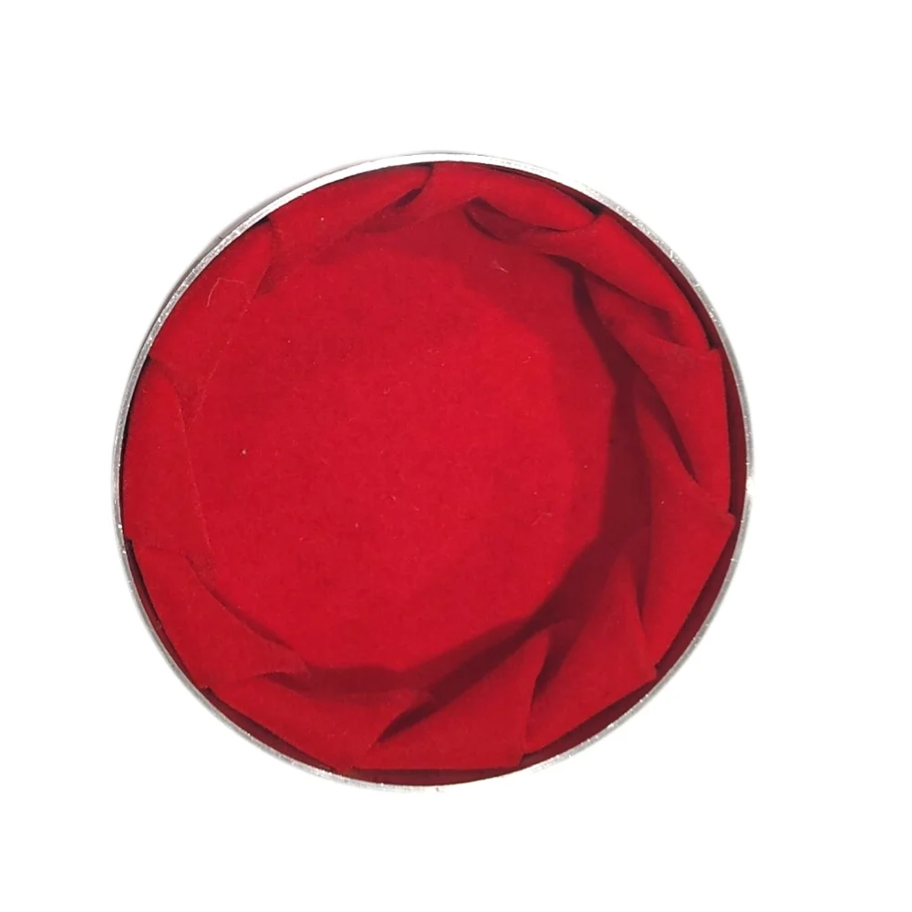 TIFFANY & CO. Handcrafted Pewter Jewelry Trinket Box Red Velvet Lined Round